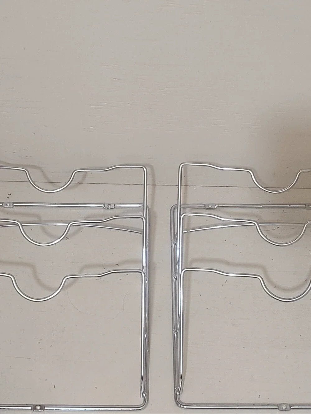Chrome Metal Cabinet Door/Wall Mount Pot Lid Organizer Rack - Set Of 2